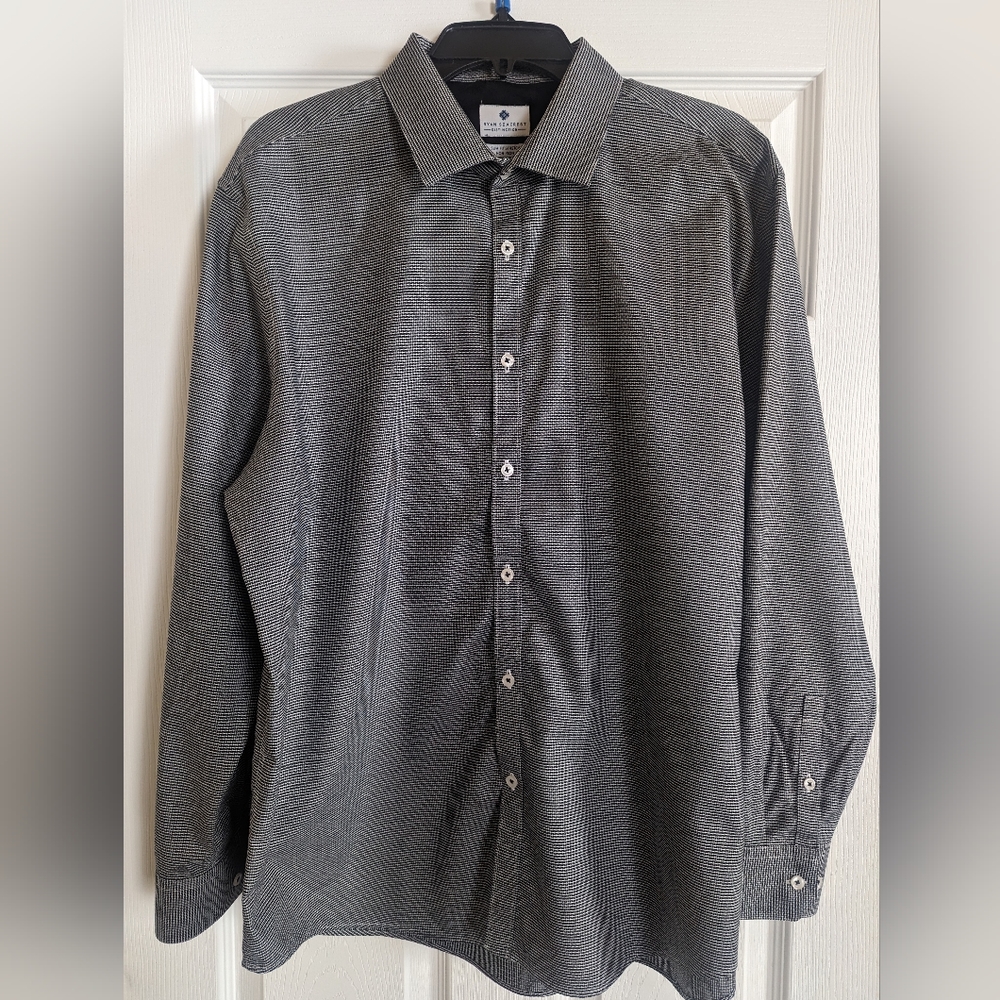 Ryan Seacrest Distinction Dress Shirt Mens 17-1/2 34/35 Slim Fit Non-Iron Black